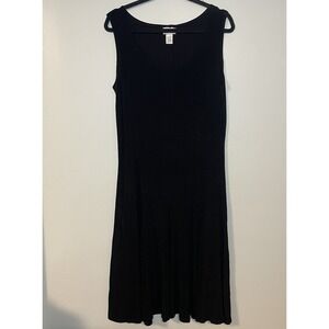Chico's Dress Travelers Women 2‎ Size L Black Maxi Minimalist Slinky Pull Over